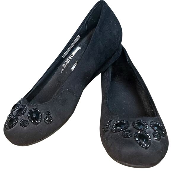Vionic Orthaheel Cameron Rhinestone Jeweled Black Flats-size 6 - Picture 1 of 9